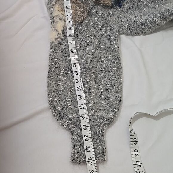 Vintage SWEATER Wool, Buttoned (M, ) Cardigan - multi/media/lapis lazuli/fur - Picture 10 of 11